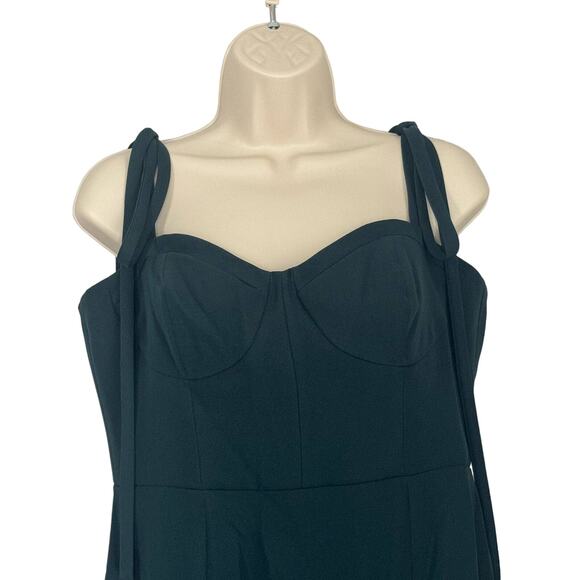 NWT Dessy Collection Vivian Diamond Bustier Crepe Midi Dress Evergreen Size 12 - Picture 8 of 12